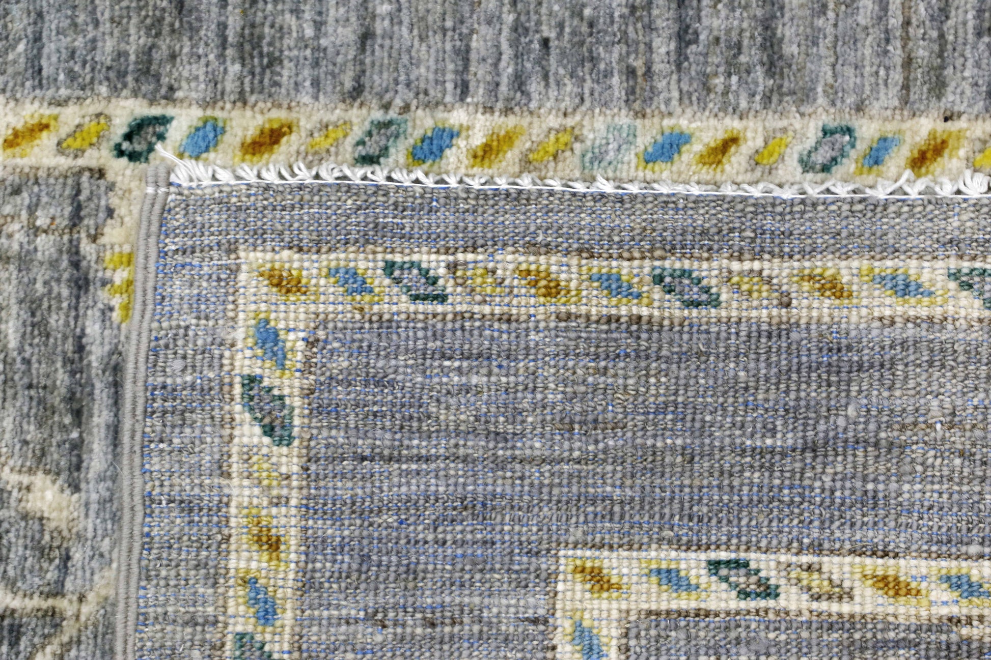 grey & yellow premium handwoven pure wool chobrang rug, 2ft 8in x 9ft 4in