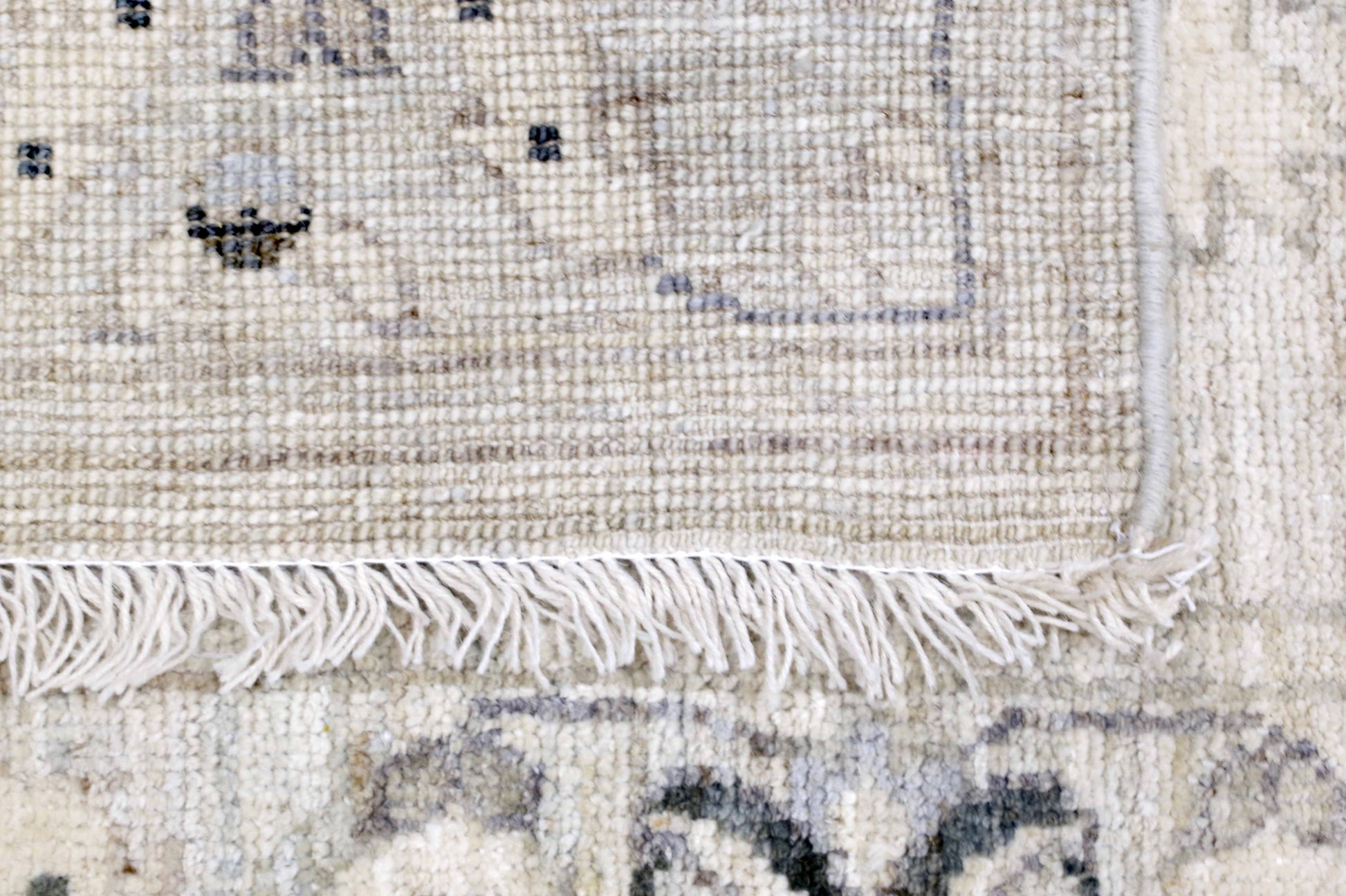 ivory & grey premium handwoven pure wool chobrang rug, 3ft 1in x 9ft 4in