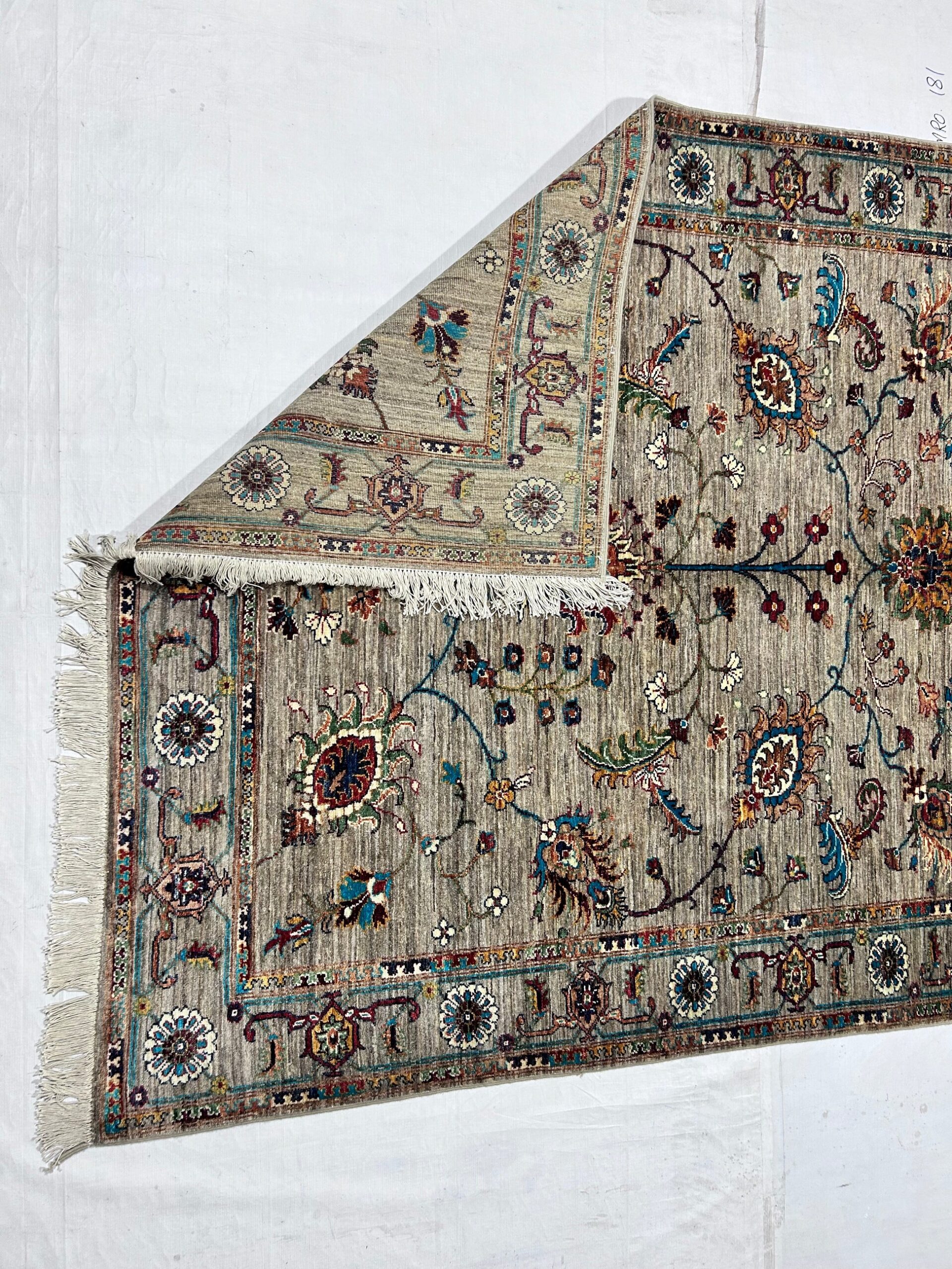 brown & teal premium handwoven pure wool sultani rug, 5ft 8in x 7ft 8in