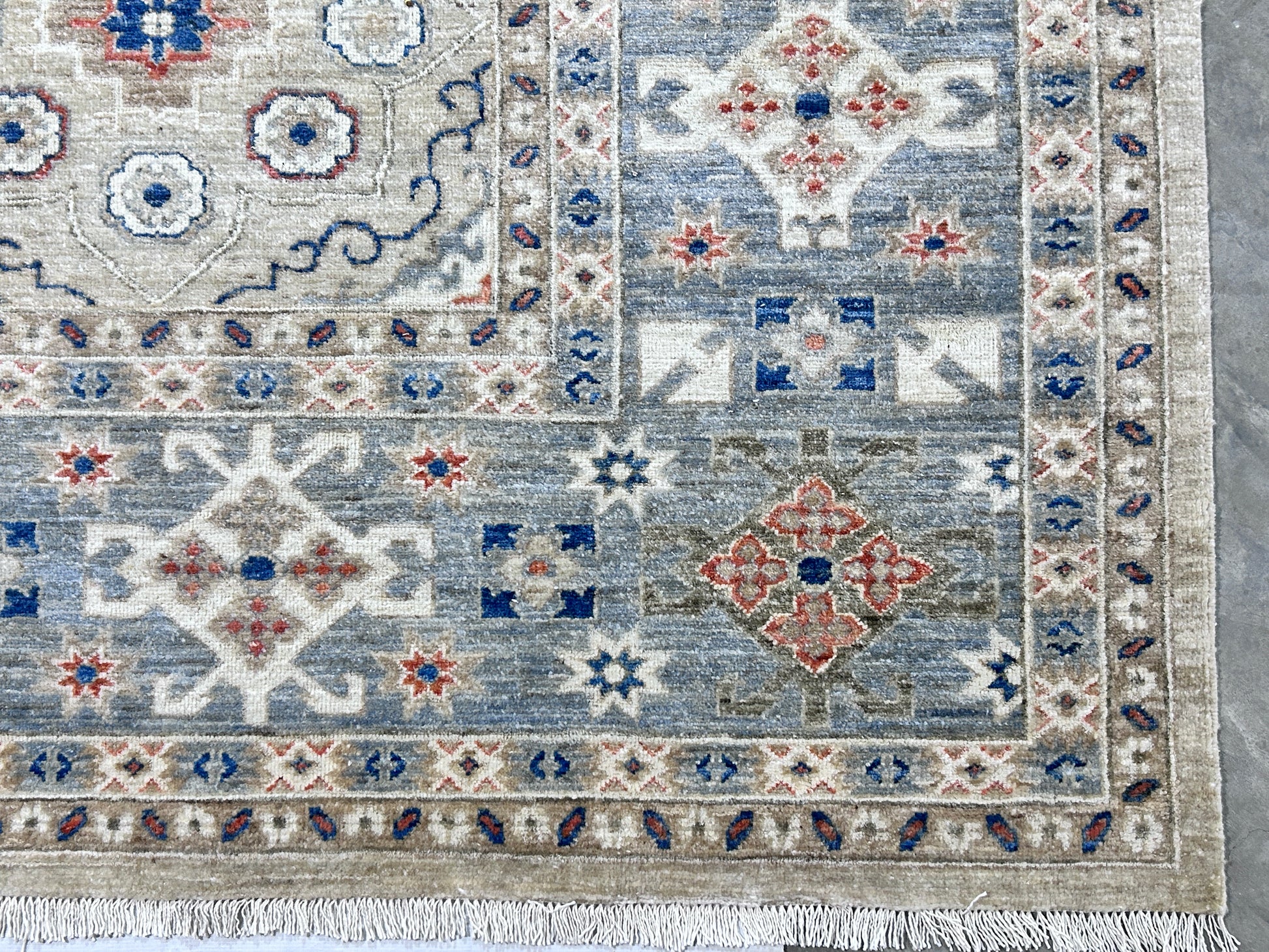beige & grey premium handwoven pure wool chobrang rug, 12ft 0in x 14ft 6in