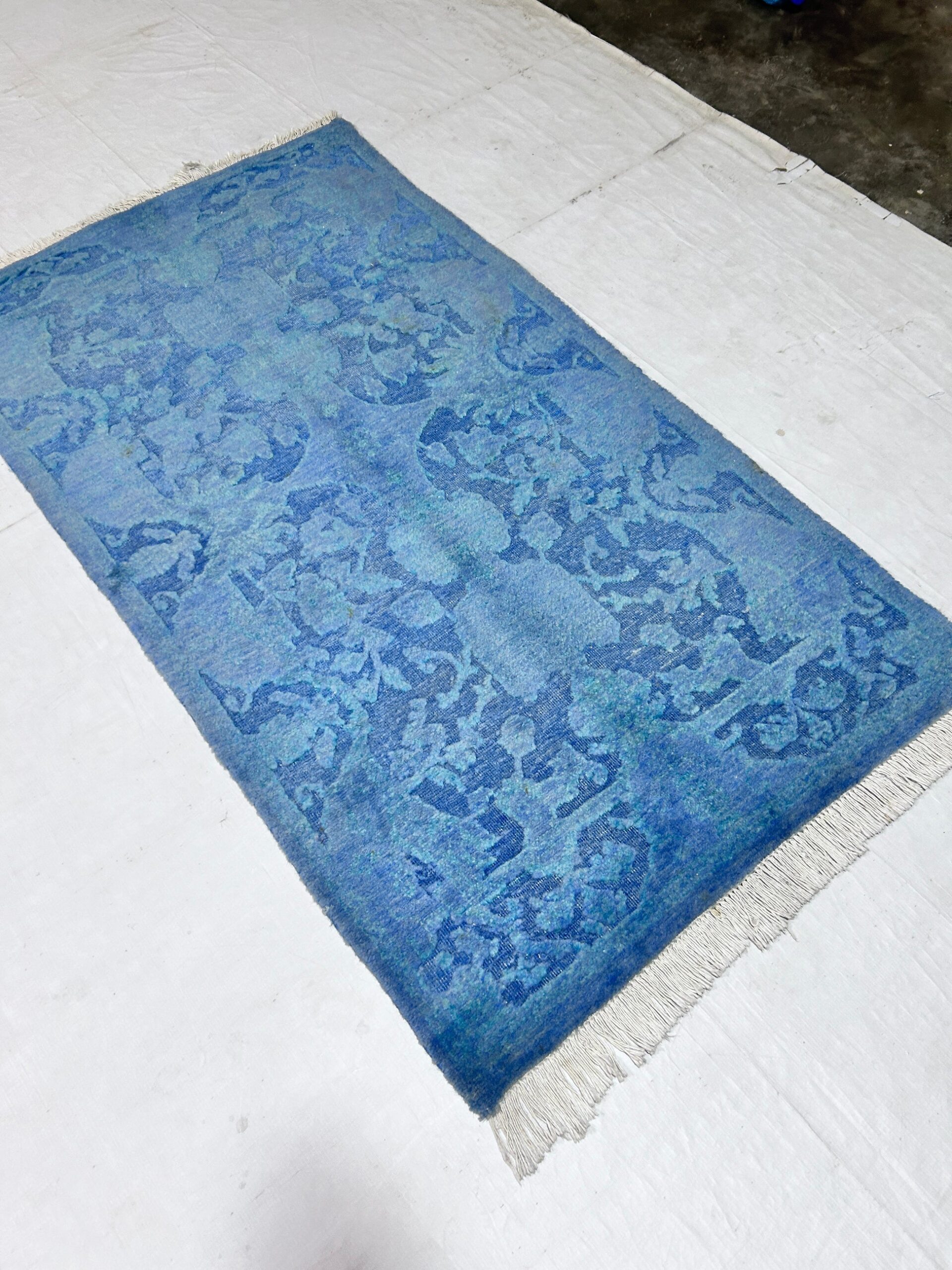 blue & premium handwoven pure wool chobrang rug, 2ft 11in x 5ft 2in