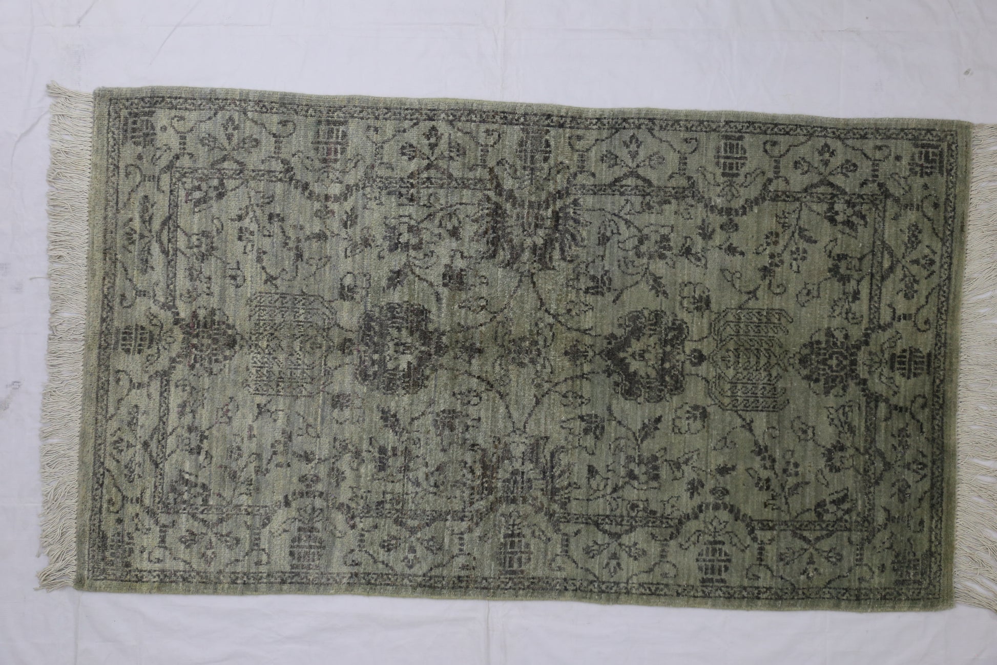 grey & premium handwoven pure wool chobrang rug, 3ft 0in x 5ft 3in