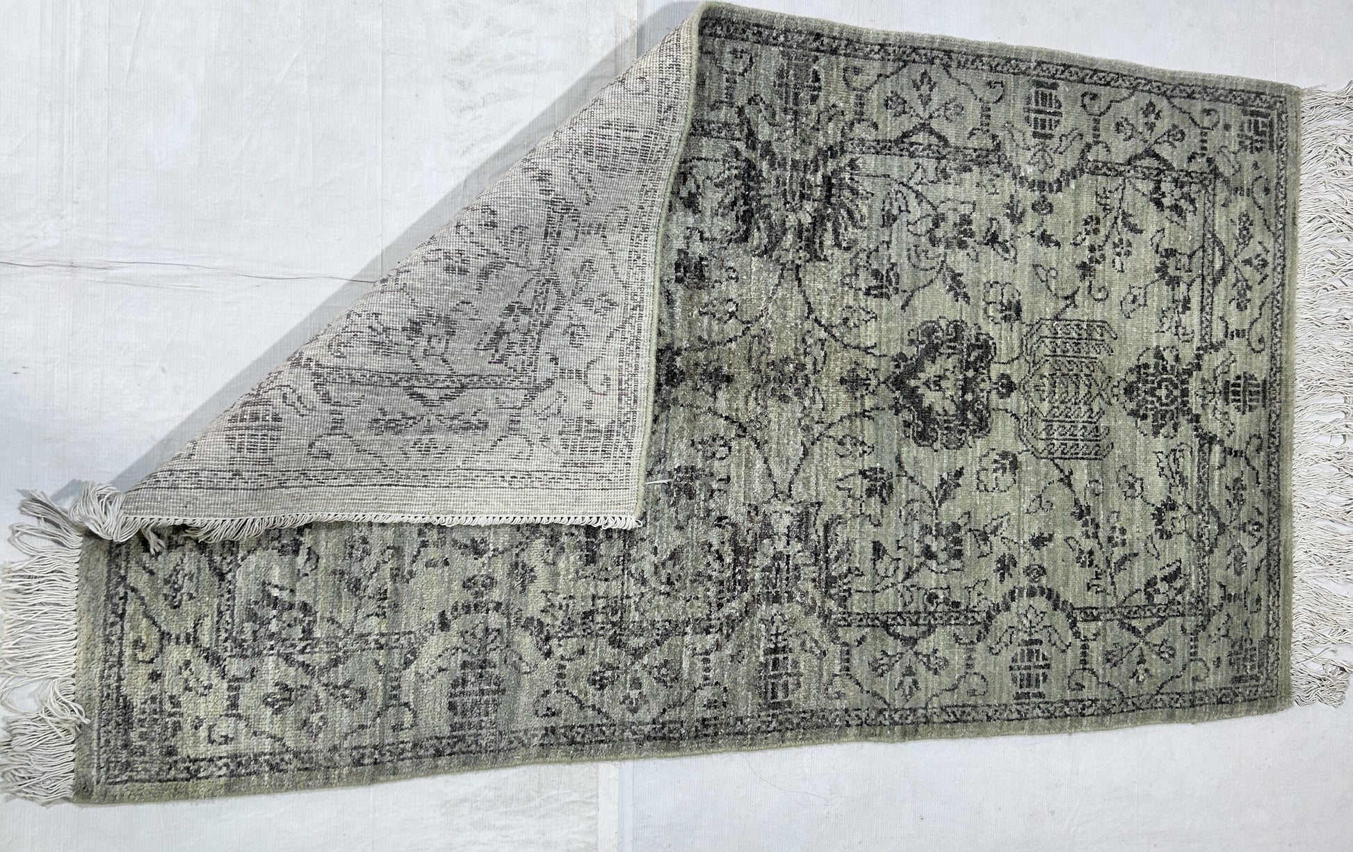 grey & premium handwoven pure wool chobrang rug, 3ft 0in x 5ft 3in