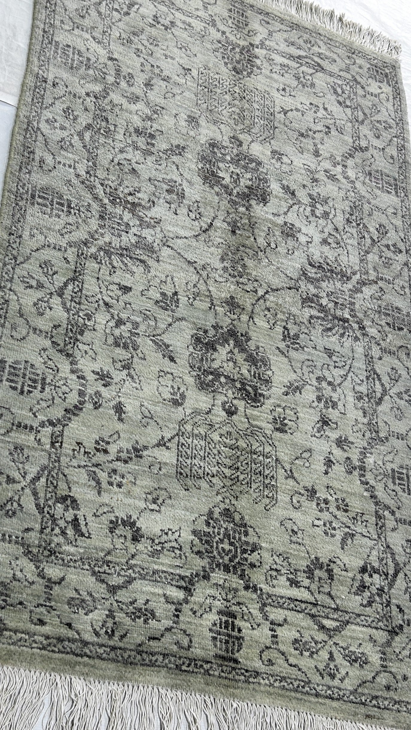 grey & premium handwoven pure wool chobrang rug, 3ft 0in x 5ft 3in