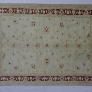 ivory & red premium handwoven pure wool chobrang rug, 3ft 6in x 4ft 10in