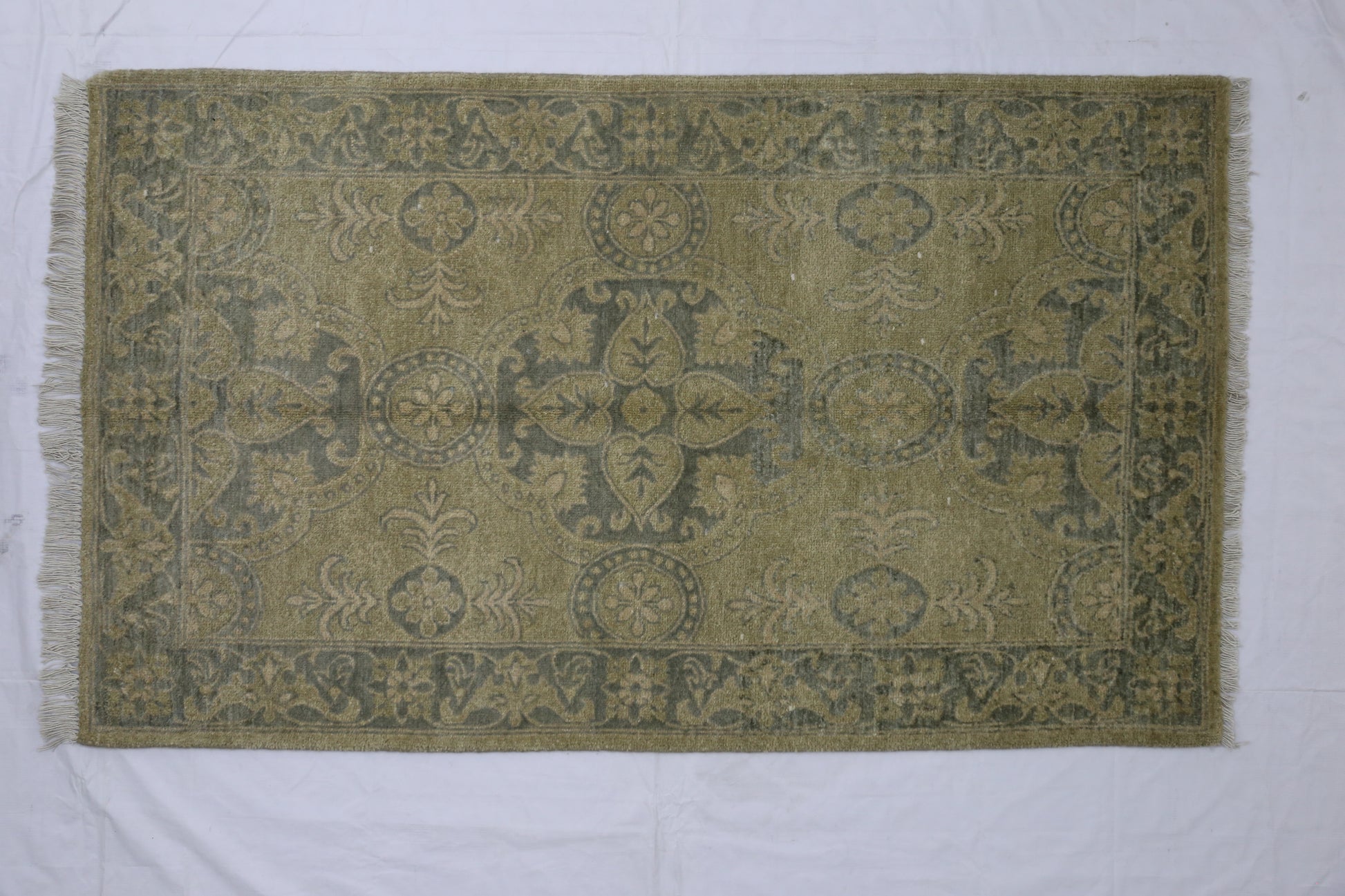 tan & charcoal premium handwoven pure wool chobrang rug, 3ft 0in x 5ft 1in