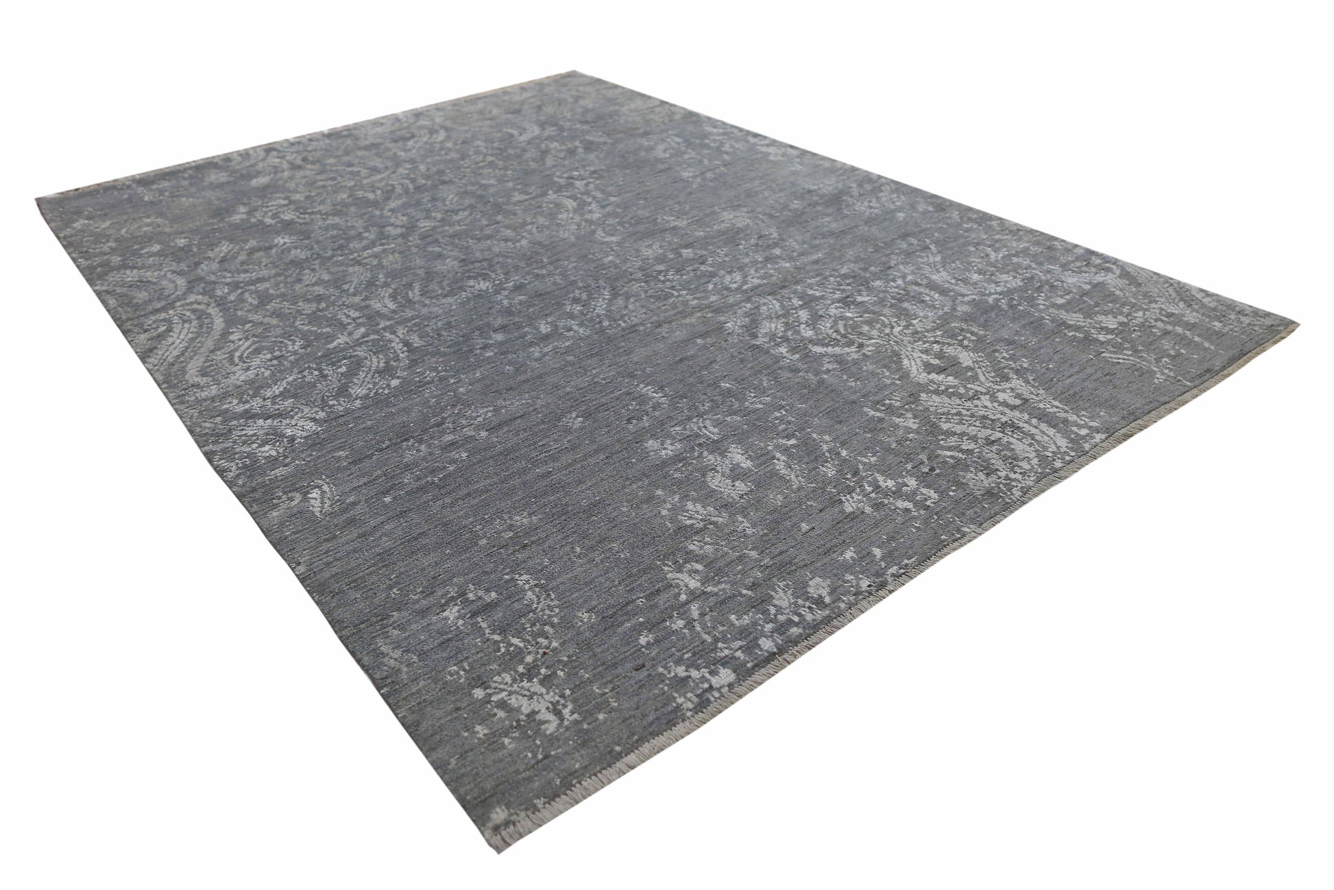 grey & silver premium handwoven pure wool chobrang rug, 8ft 10in x 12ft 0in