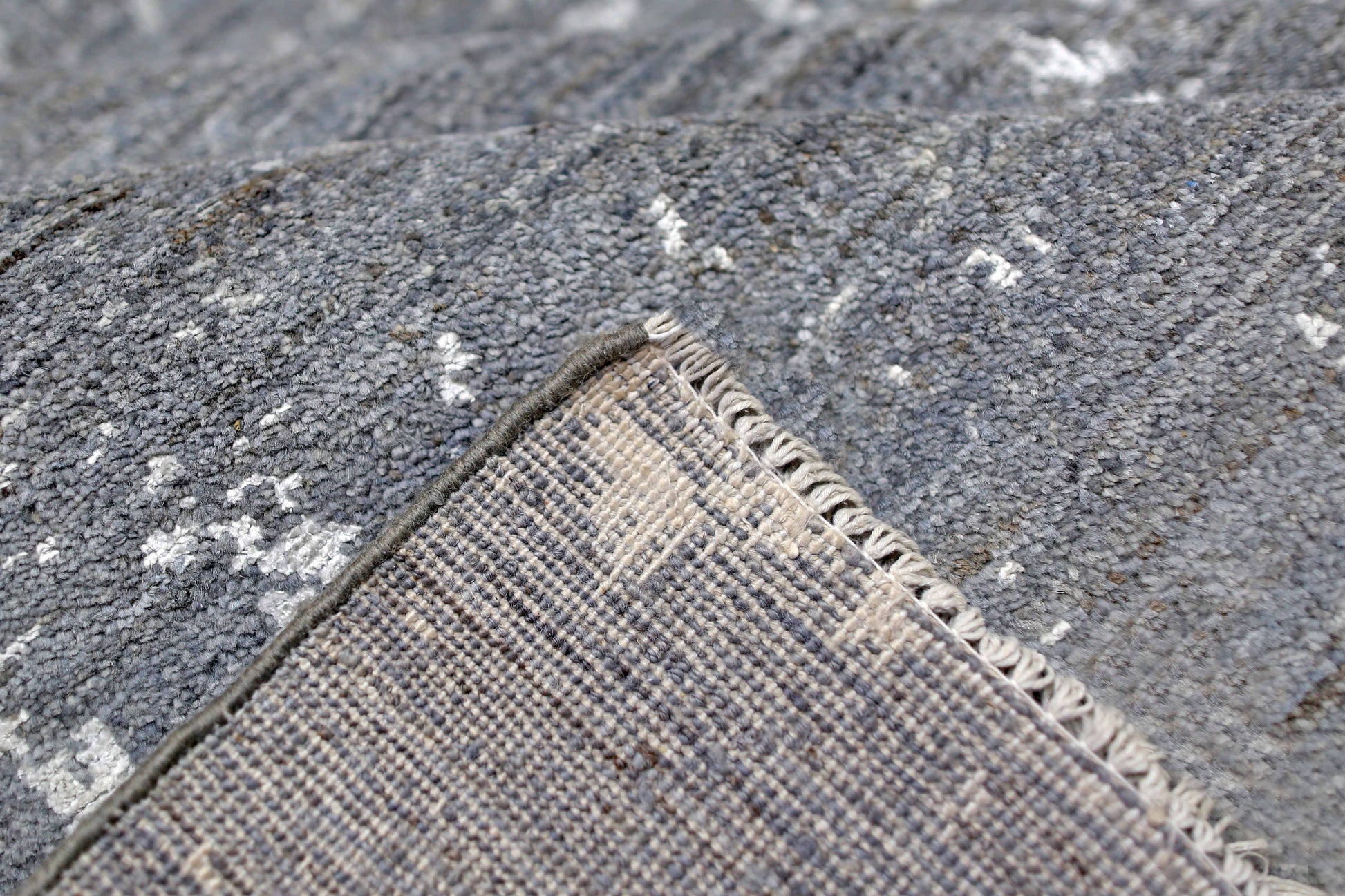 grey & silver premium handwoven pure wool chobrang rug, 8ft 10in x 12ft 0in