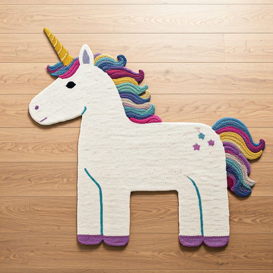 customized handwoven rug for kids playroom unicorn