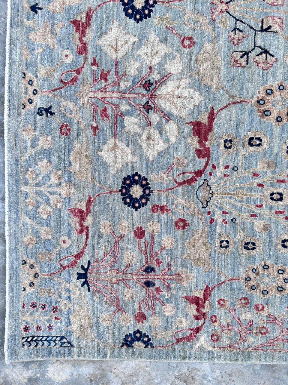 blue & ivory premium handwoven pure wool chobrang rug, 9ft 3in x 12ft 2in