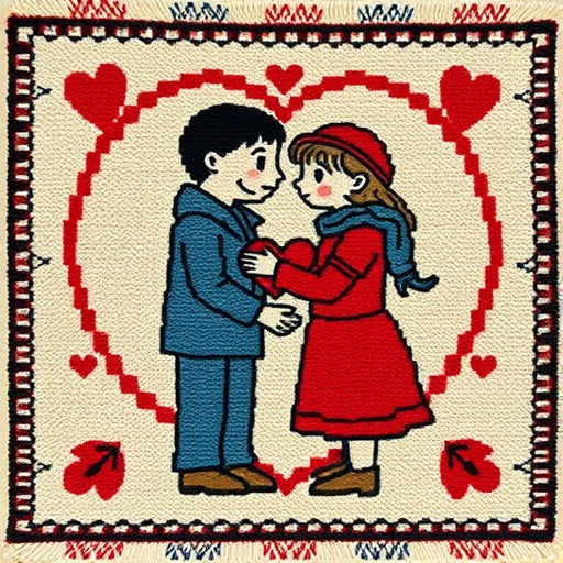 eternal love, hand knotted, personalized rug lovebirds & hearts