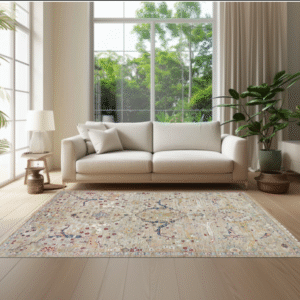 taupe & ivory premium handwoven pure wool bijar rug, 5ft 7in x 7ft 10in