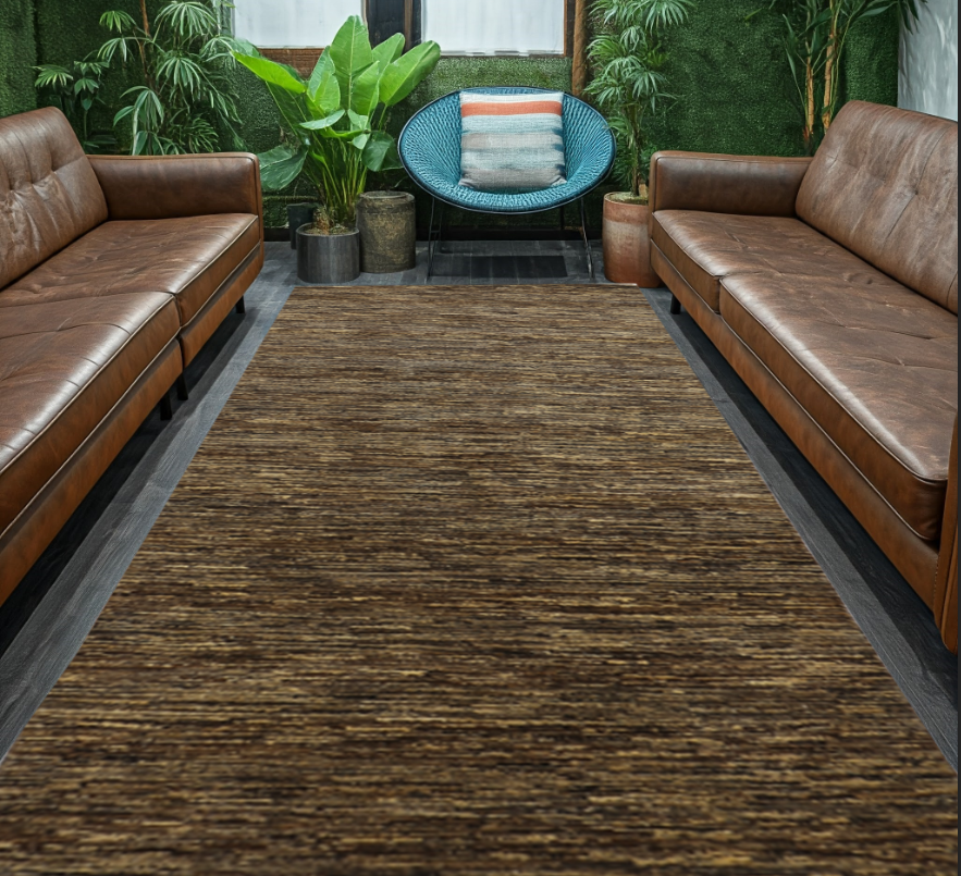 brown premium handwoven pure wool gaba rug, 3ft 0in x 8ft 0in
